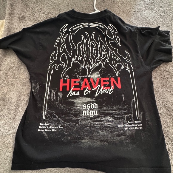 Darc Sport Black Short Sleeve Graphic Tee Heaven has to Wait Size 3 XL - Picture 3 of 3